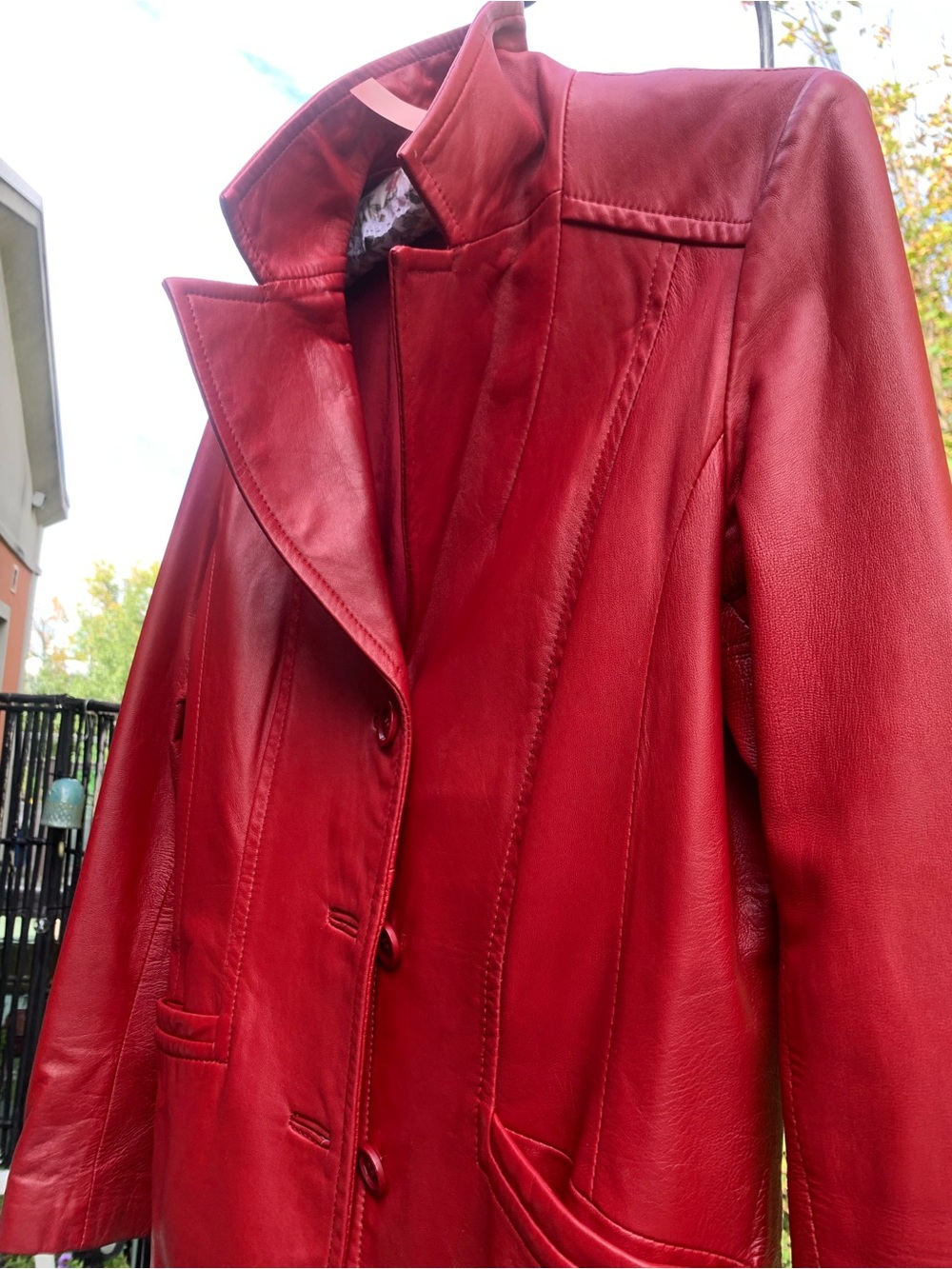 Danier Bold Red Leather Tailored Jacket size M